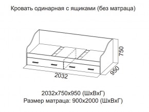 Кровать одинарная с ящиками (Без матраца 0,9*2,0) в Верещагино - vereshchagino.магазин96.com | фото